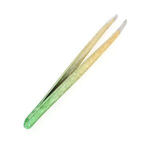 Ice Flower Flat Edge Eyebrow Tweezers for Bathroom Travel Hotel Yellow